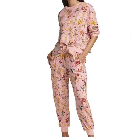 Cinq à Sept Parker Sakura *IN Yellow Floral Giles 2 Piece Set Small Top Joggers - Picture 2 of 16